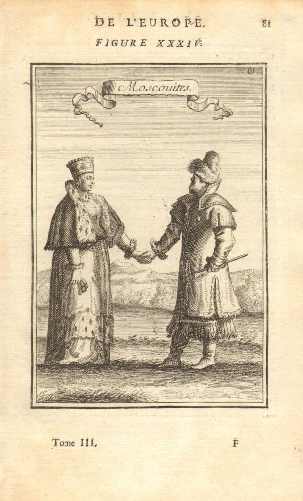 MOSCOW МОСКВА. Man and woman in 17C dress. Moscovites. Russia. MALLET 1683